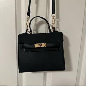Black Small Handbag with Cross Body Strap